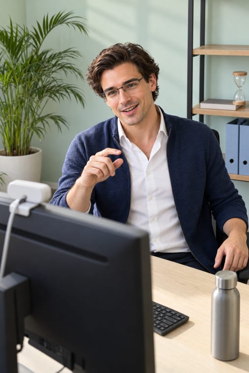 Formilo-Berater erklärt im Online-Meeting, wie das Schichtprotokoll entsteht