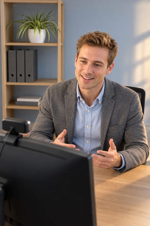 Formilo-Berater erklärt im Online-Meeting, wie das Schichtübergabeprotokoll für Ihre Produktion entsteht