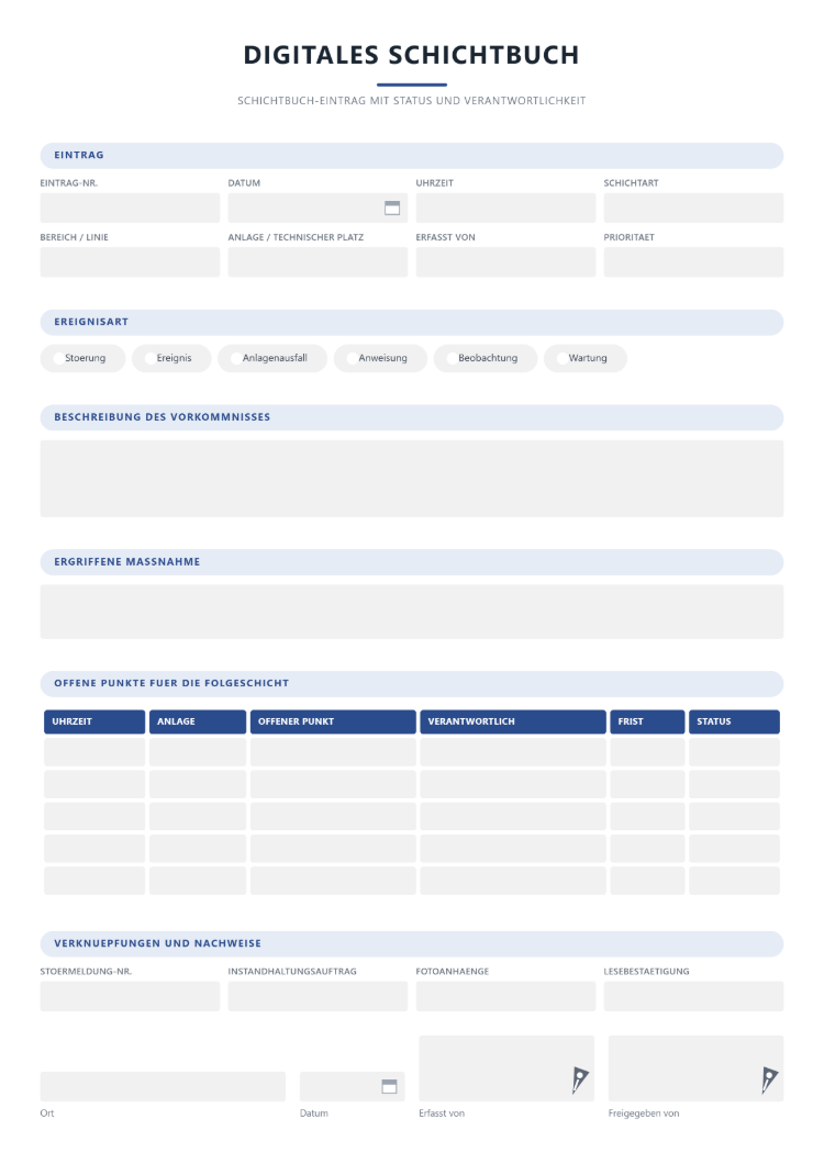 Digitales Schichtbuch