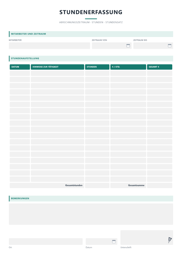 Digitale Stundenerfassung