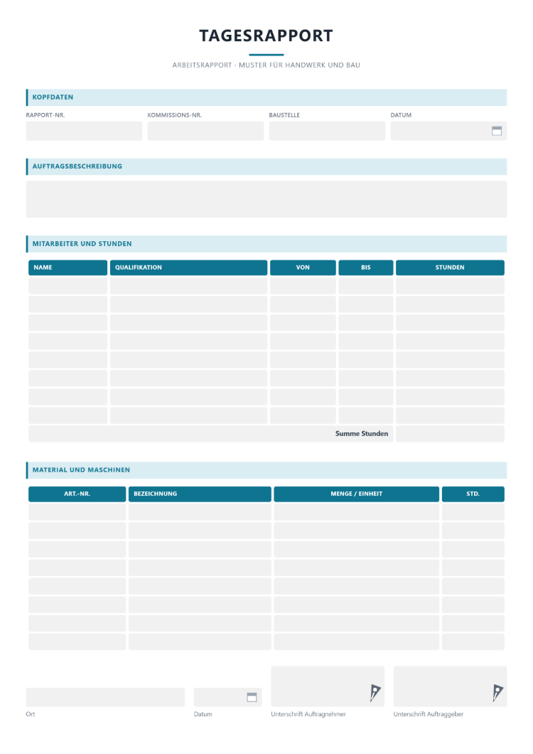 Tagesrapport Muster