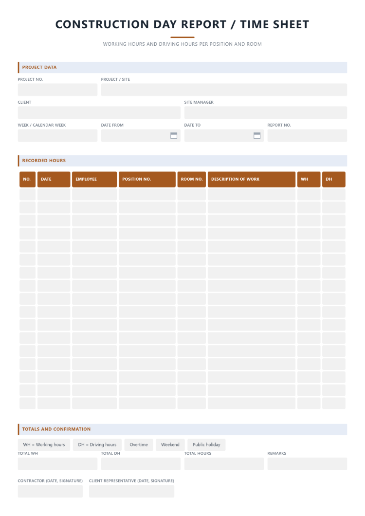 Construction Time Sheet
