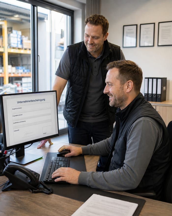 Digitalisierung der Unternehmerbescheinigung