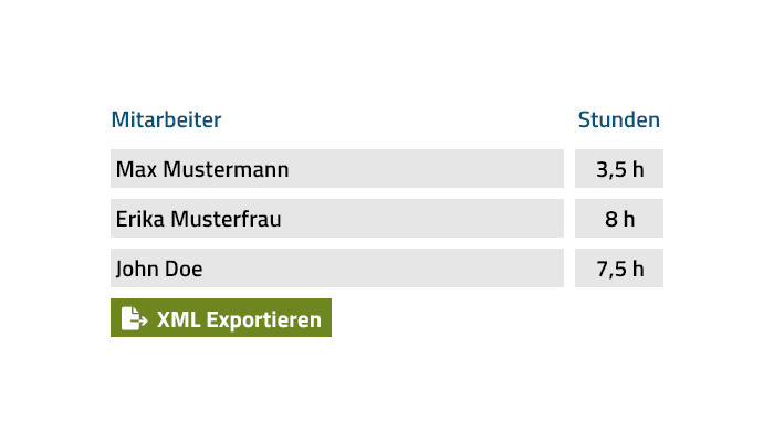 Beispiel für Stundenfelder im PDF