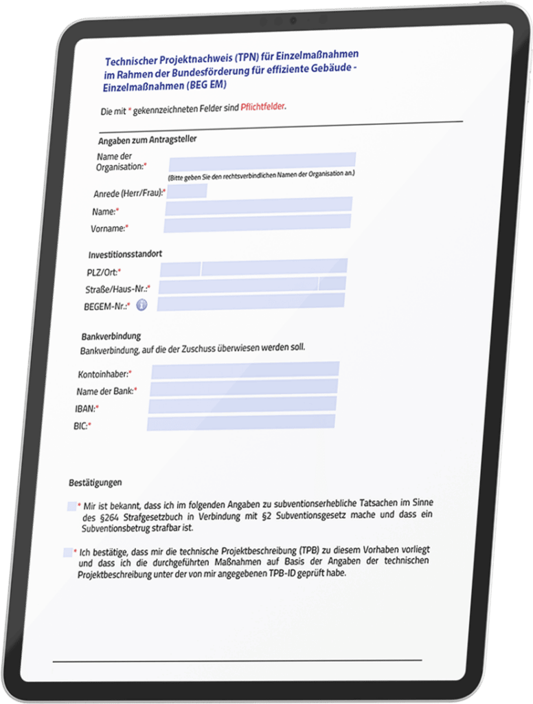 PDF Formular auf einem Tablet