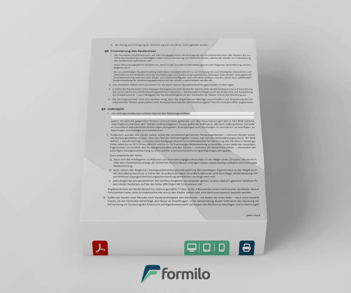 Kaufvertrag für Immobilien - als ausfüllbares PDF Formular