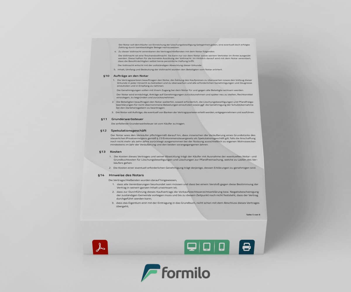 Kaufvertrag für Immobilien - als ausfüllbares PDF Formular