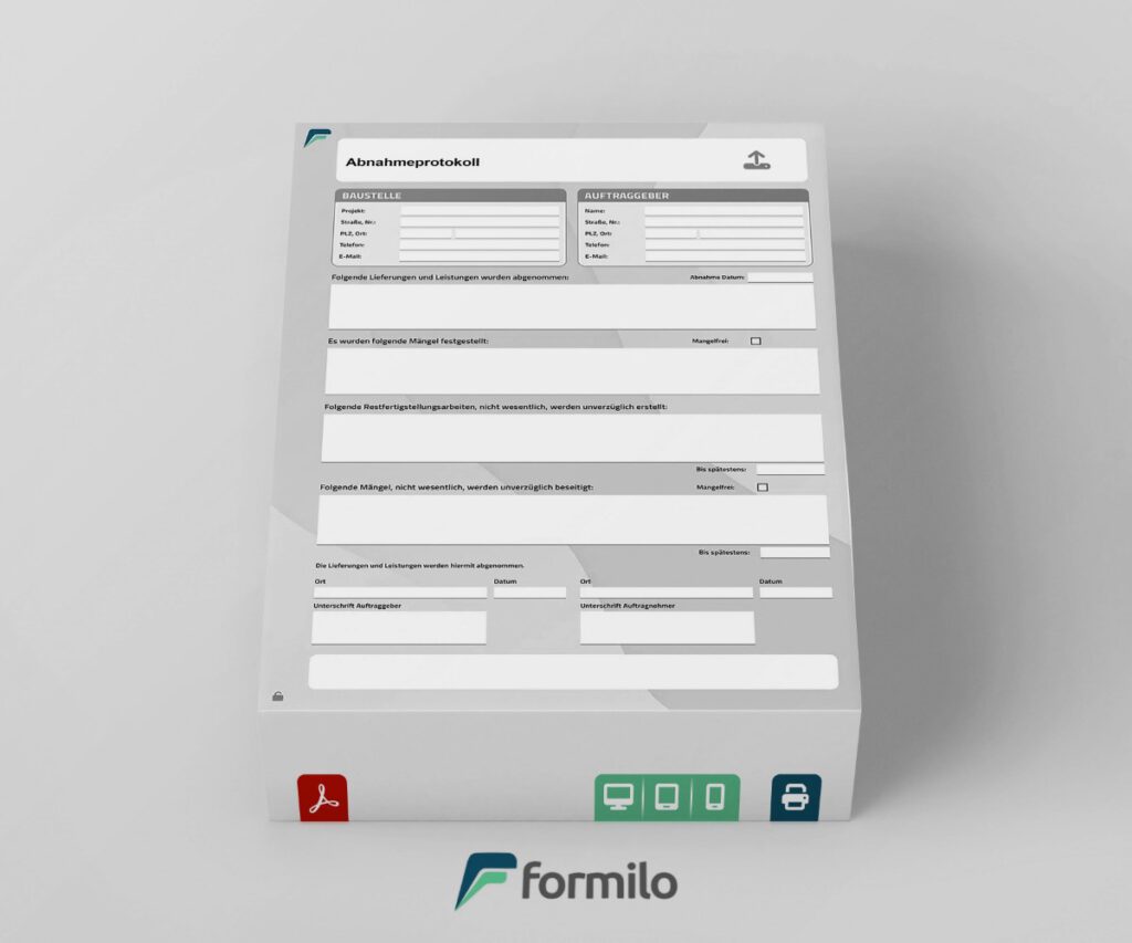 Abnahmeprotokoll - offene PDF Datei zum Ausfüllen