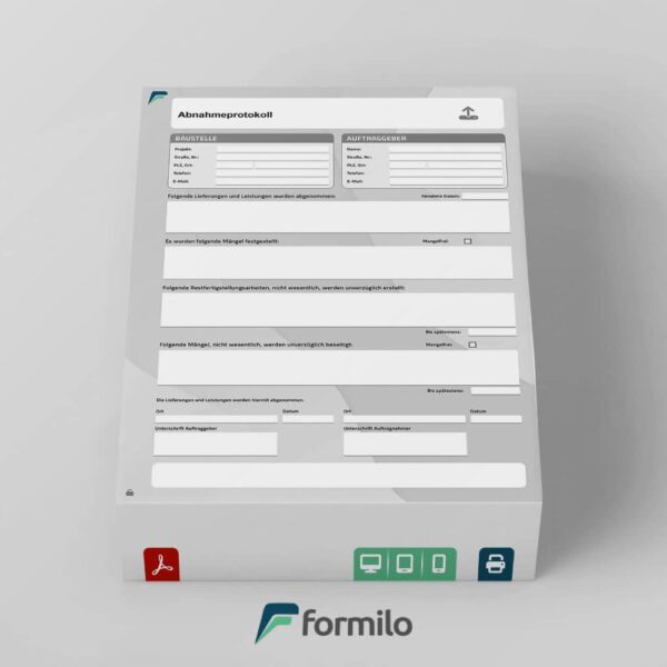 Abnahmeprotokoll - offene PDF Datei zum Ausfüllen