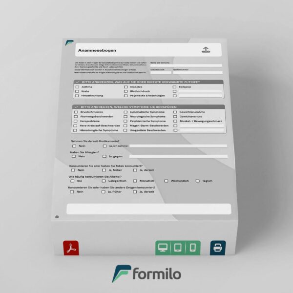 Anamnesebogen als interaktives PDF Formular
