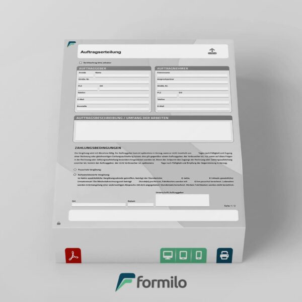 Auftragserteilung - ausfüllbares PDF Dokument zum sofortigen Herunterladen