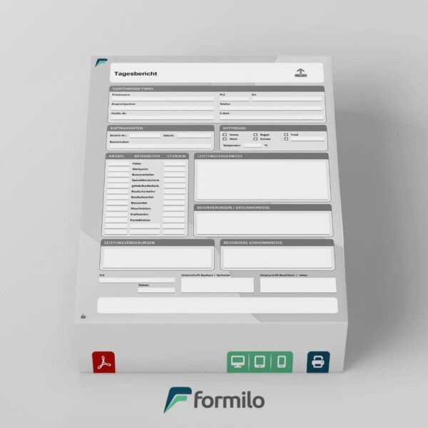 Bautagesbericht Formblatt im PDF Format