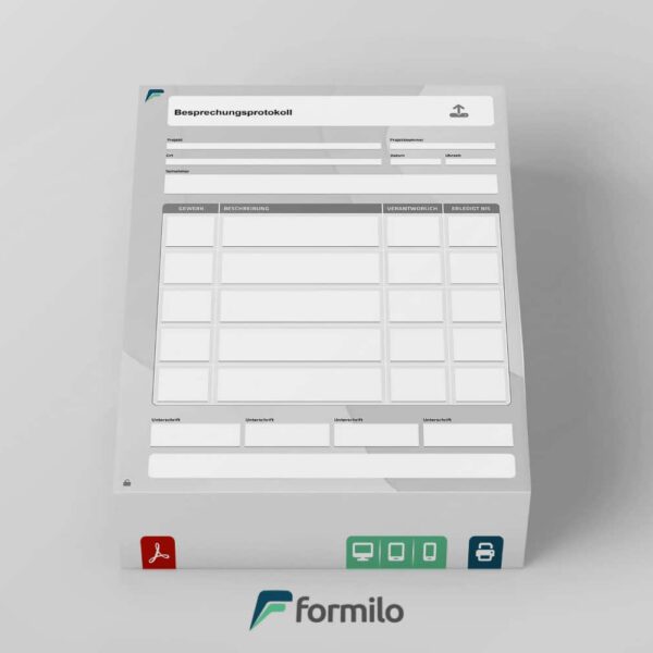 Besprechungsprotokoll - interaktive PDF Formularvorlage