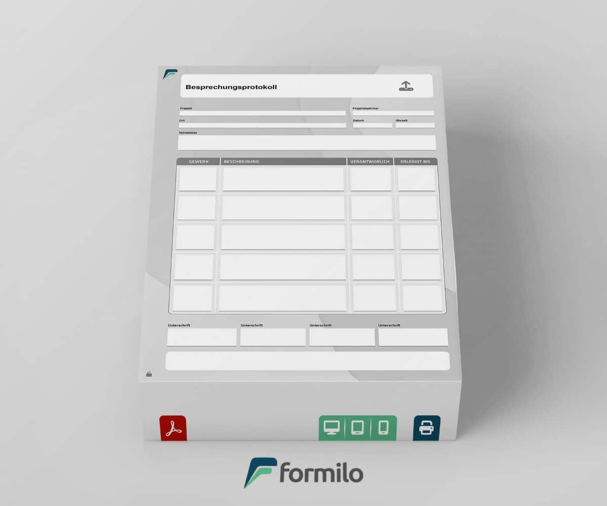 Besprechungsprotokoll - interaktive PDF Formularvorlage