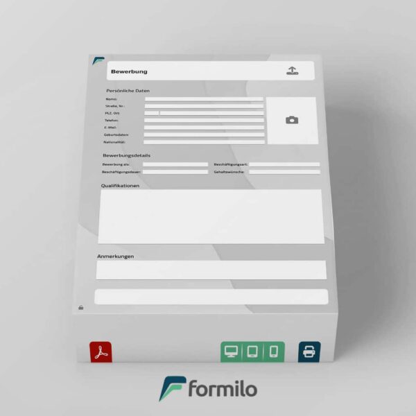Bewerbungsformular als PDF mit Ausfüllfeldern herunterladen