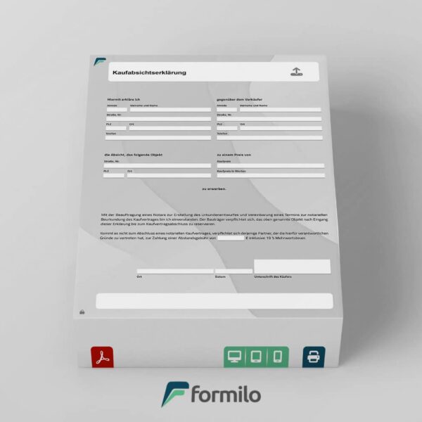 Kaufabsichtserklärung - PDF Vordruck zum digitalen Ausfüllen