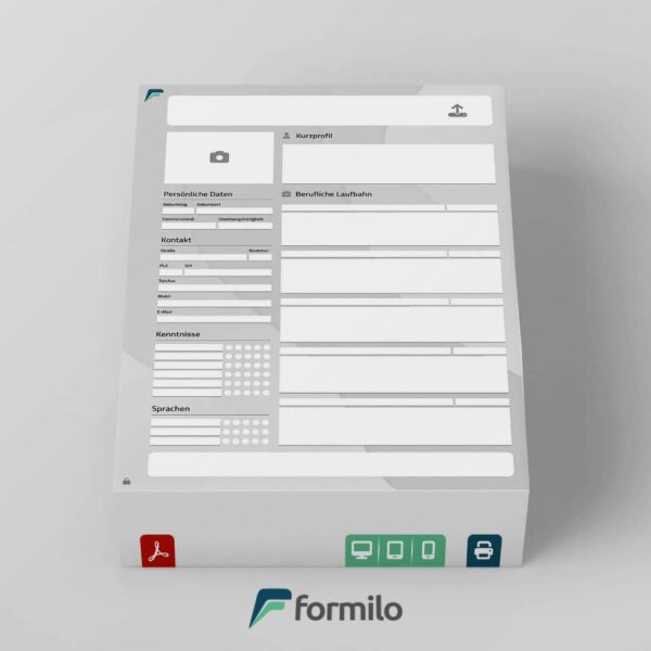 Lebenslauf Vorlage - interaktives PDF Formular