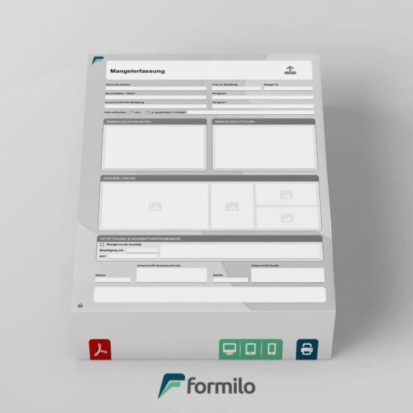Mangelerfassung mit Textfeldern und Fotofeldern - interaktives PDF Dokument mit Funktionalitäten