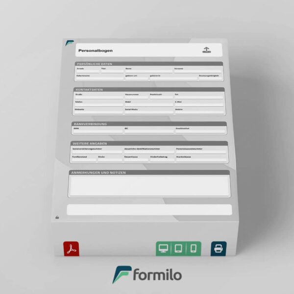 Personalbogen mit wichtigen Angaben - dynamisch ausfüllbare PDF