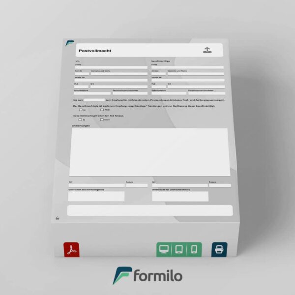 Postvollmacht zum Herunterladen - dynamisches PDF Formular