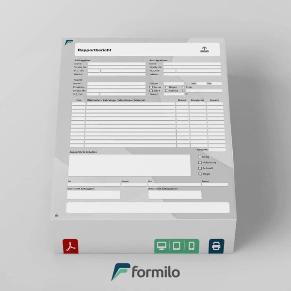 Rapportbericht Vordruck - mit Preiskalkulation, PDF mit JavaScript Programmierung