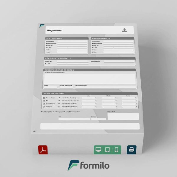 Regiezettel Vorlage - digitales Formular, mit PDF Software ausfüllbar