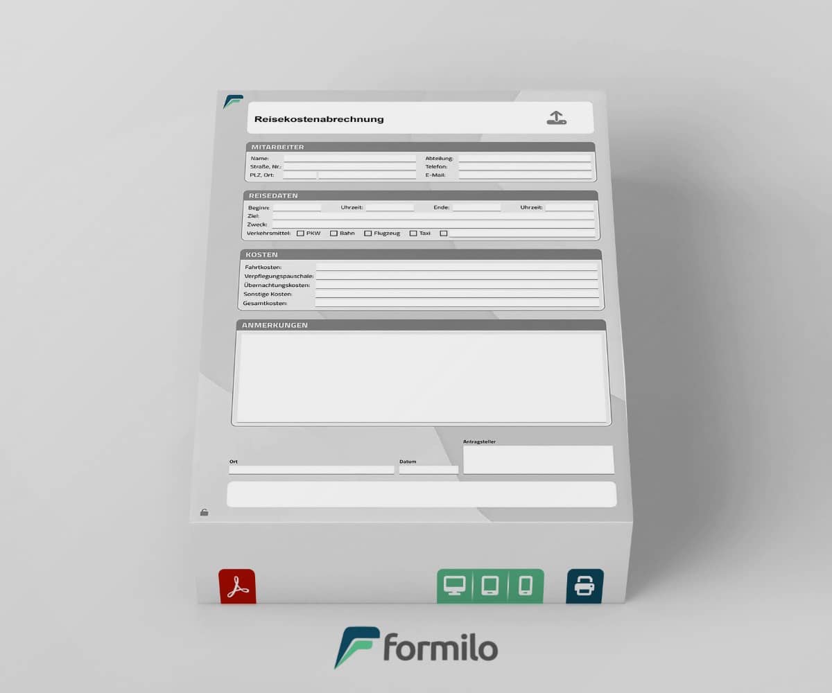 PDF Formblatt "Reisekostenabrechnung" zum digitalen Ausfüllen