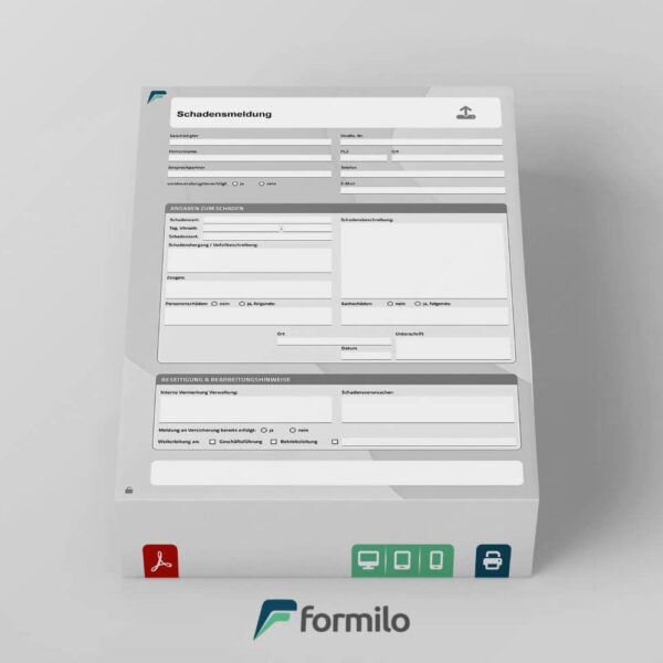 Schadensmeldung Vordruck - digitale PDF Datei