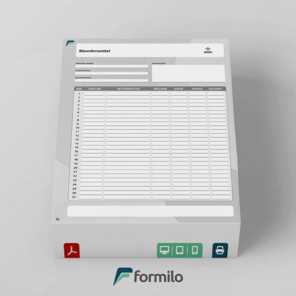Stundenzettel Vorlage - dynamische PDF