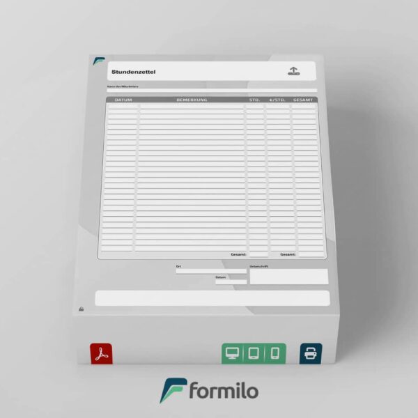 Stundenzettel PDF download - smart ausfüllen am Computer, Tablet oder Smartphone