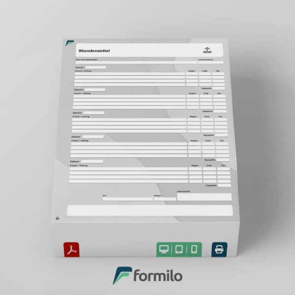 Stundenzettel Vordruck - aktive PDF Datei