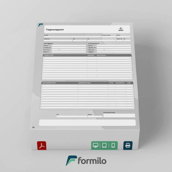 Tagesrapport Vordruck - interaktives PDF Formular