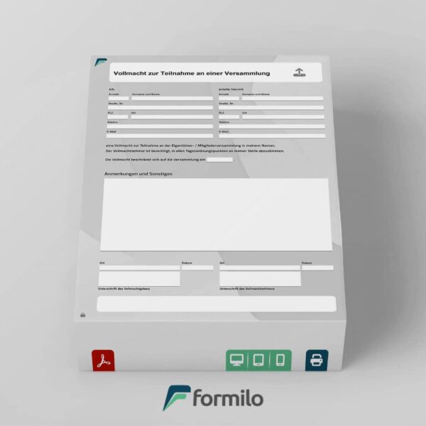 Vorlage Eigentümerversammlung - PDF Formular
