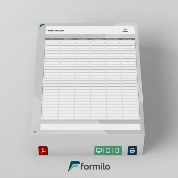 PDF Wochenplan mit Textfeldern zum digitalen Ausfüllen geeignet
