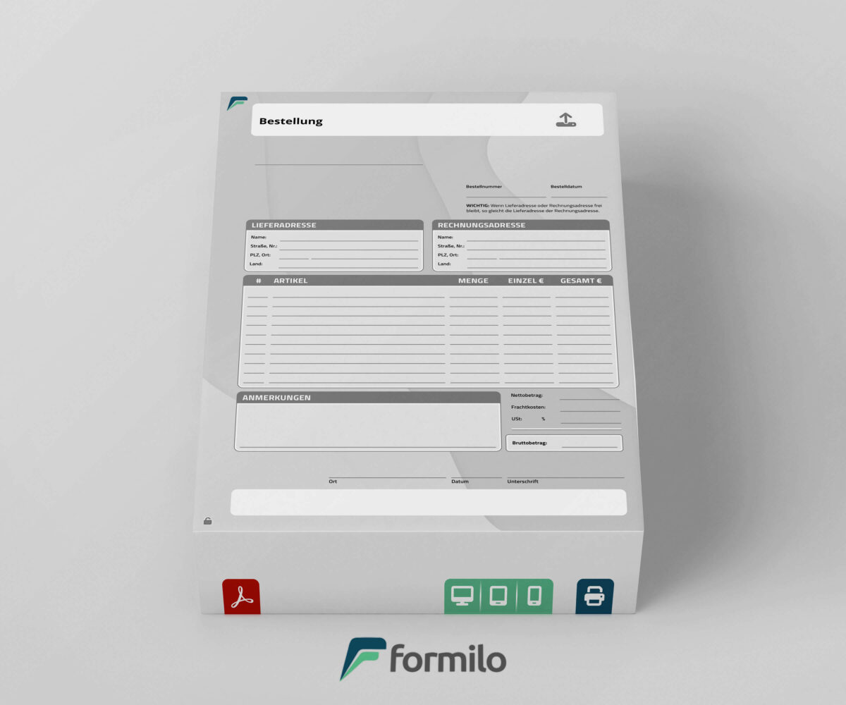 Interaktives Bestellformular im PDF Format