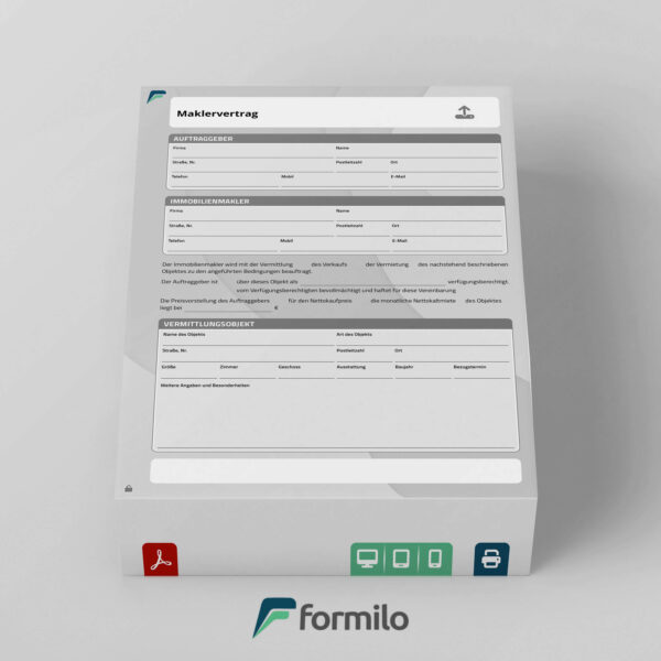 Maklervertrag - digitales PDF Formular auf Ihrem Gerät speichern