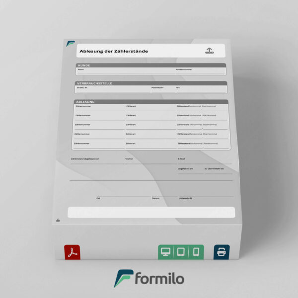 Zählerstanderfassung - als digitales PDF Formular herunterladbar