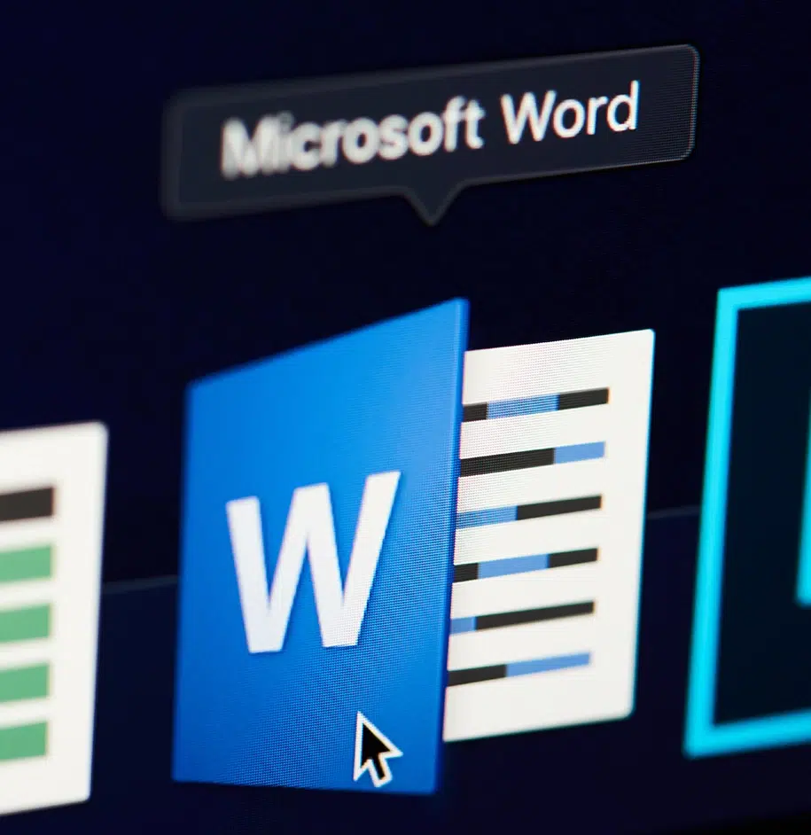 Microsoft Office Word-Symbol auf dem Bildschirm