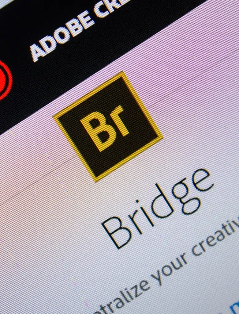 Bridge, Software-Logo auf der offiziellen Website von Adobe.