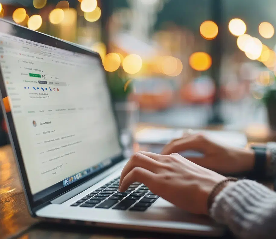 Surfen im Internet auf dem Laptop-Bildschirm mit angezeigter Suchleiste