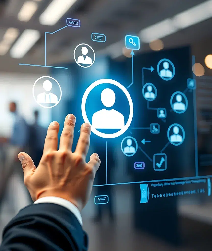 Interaktives digitales Workforce Management: Eine moderne Büroperspektive.
