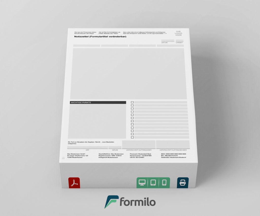Formilo - Notizzettel Vorlage