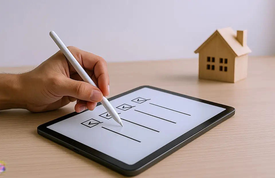 Abhaken eines Wartungsplans auf einem Tablet (Symbolbild)