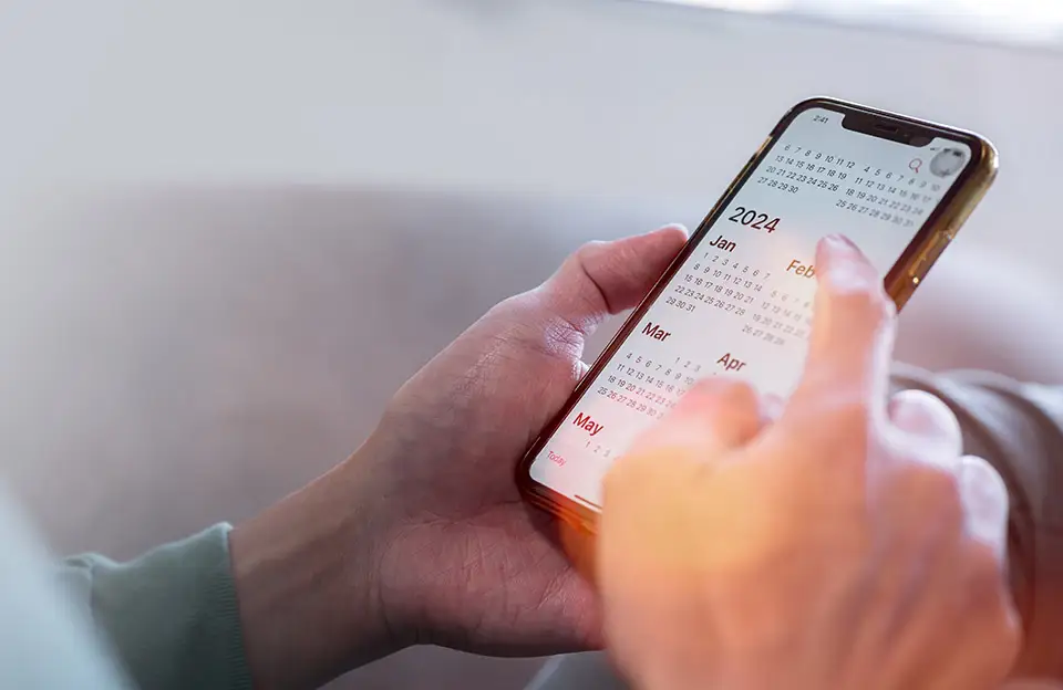 Ein Smartphone-Kalender