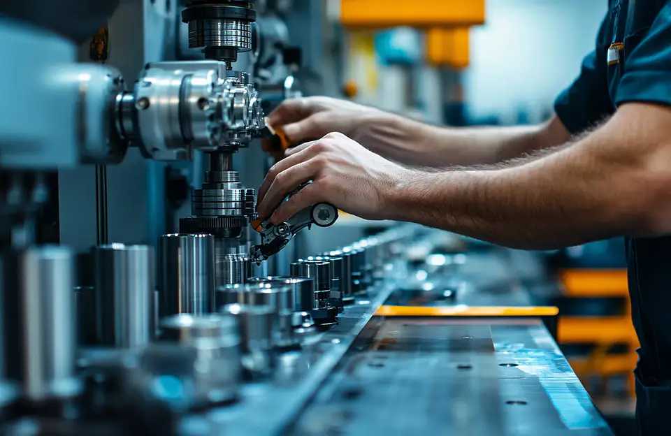 Ein Mechaniker bei der Wartung einer Maschine