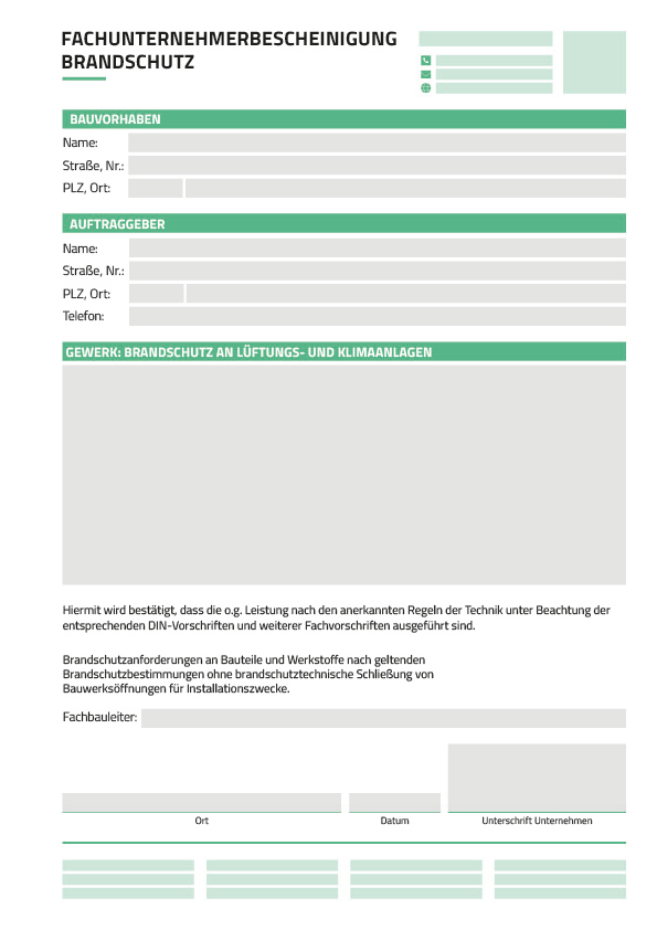 Fachunternehmererklärung