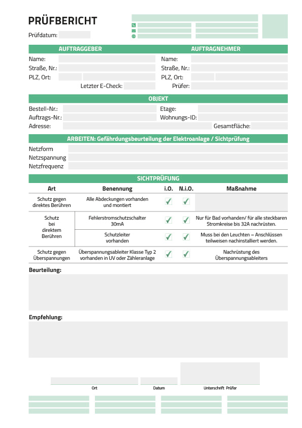 Prüfprotokoll-Vorlage