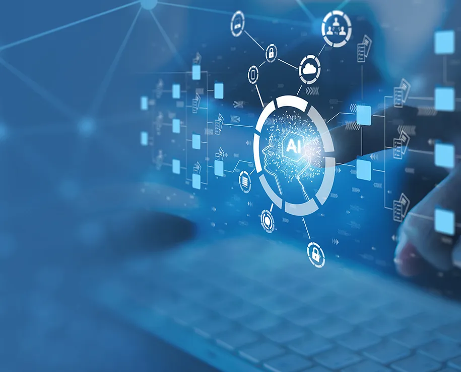 Eine Hand berührt ein Symbol in der Luft