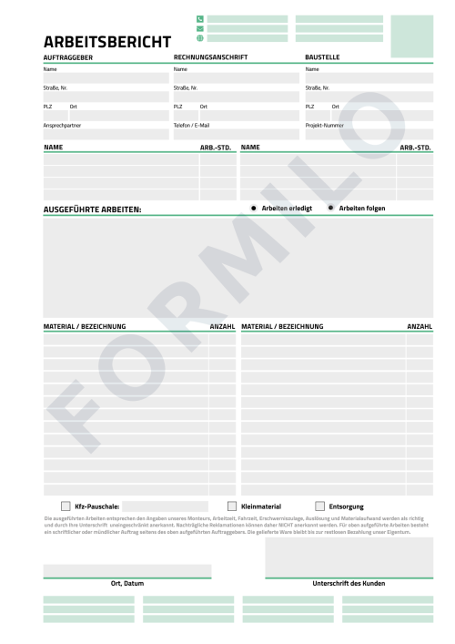 ARBEITSBERICHT BEISPIELVORLAGE 6