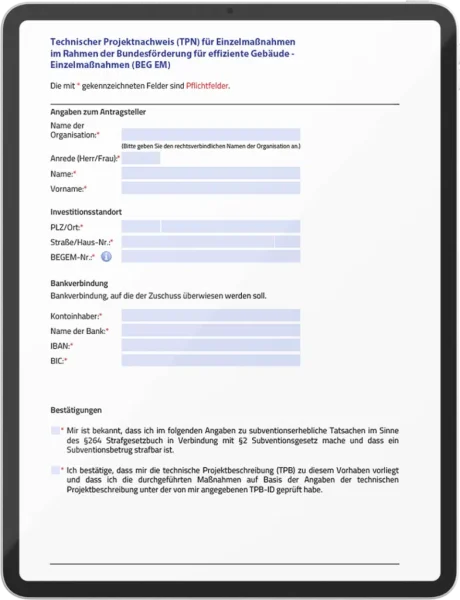 Tablet zeigt PDF-Formular